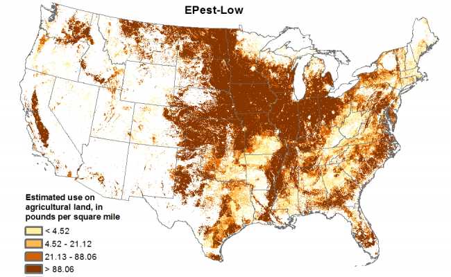 US Glyphosate usage map (USGS)