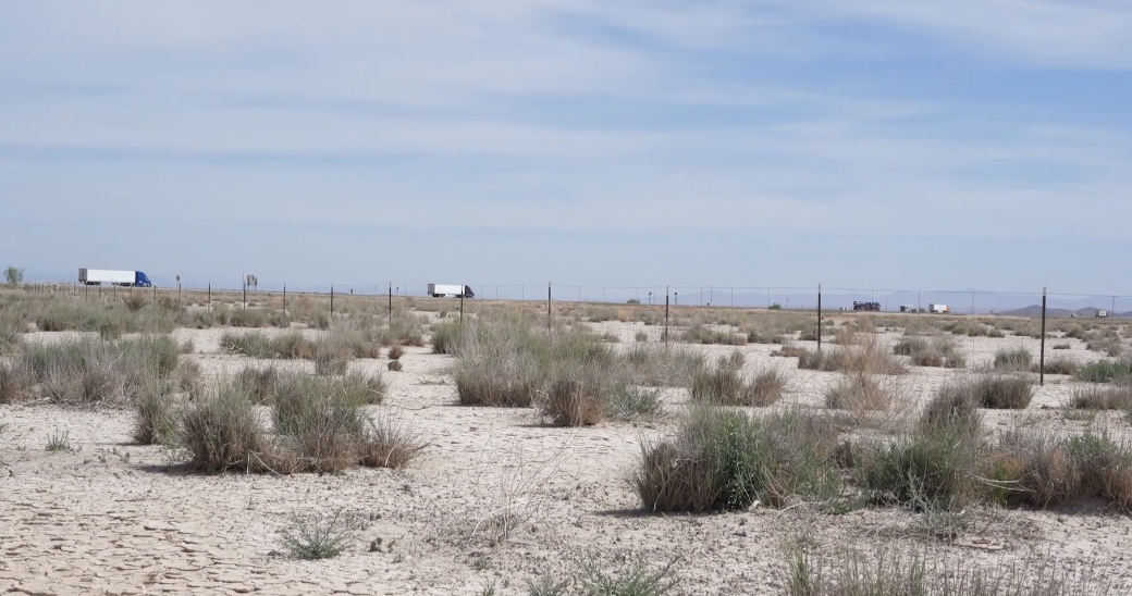 Lordsburg Playa with Interstate 10 in the background